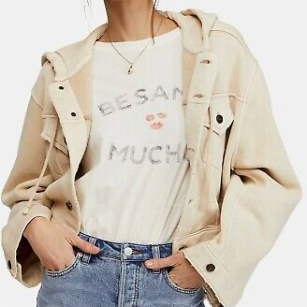 NWOT Free People Dreamer Beige Jacket Boho Streetwear Casual Oversized